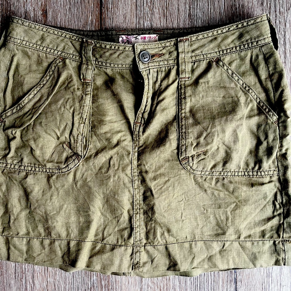 Y2K VTG Lucky Brand Mini Linen Skirt Size 25